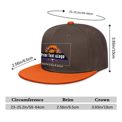 Custom Brown-Orange Sports Snapback Hats Performance Flat Brim Caps for Athletes Training