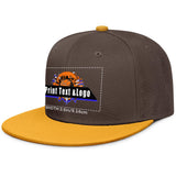 Custom Brown Yellow Sports Snapback Hats Performance Flat Brim Caps for Athletes Training