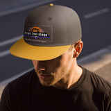 Custom Brown Yellow Sports Snapback Hats Performance Flat Brim Caps for Athletes Training