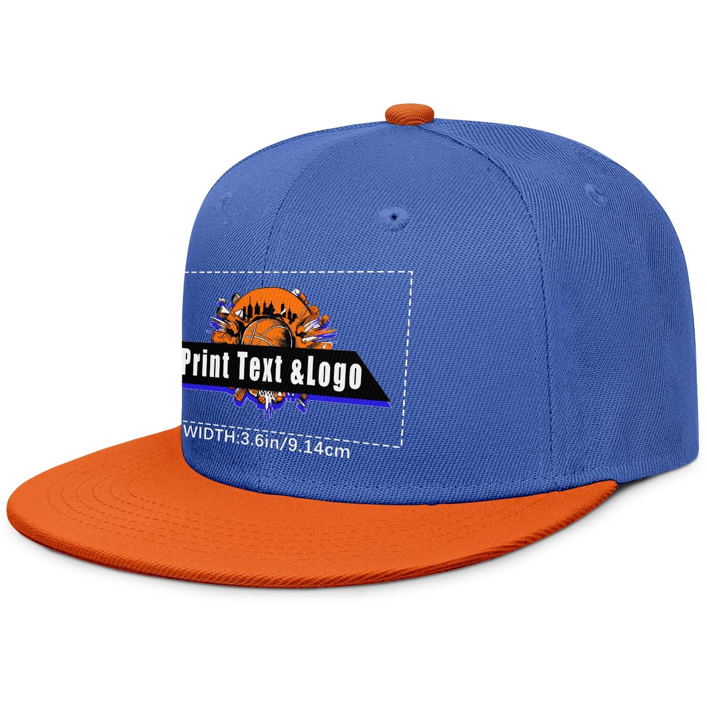 Custom Aquamarine Orange Sports Snapback Hats Performance Flat Brim Caps for Athletes Training