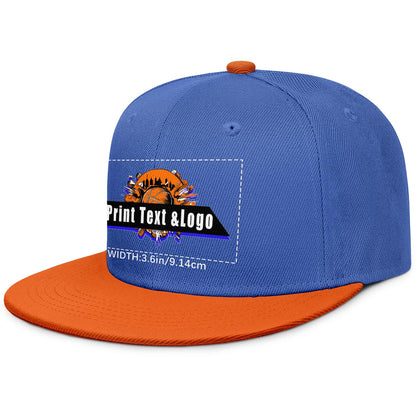Custom Aquamarine Orange Sports Snapback Hats Performance Flat Brim Caps for Athletes Training