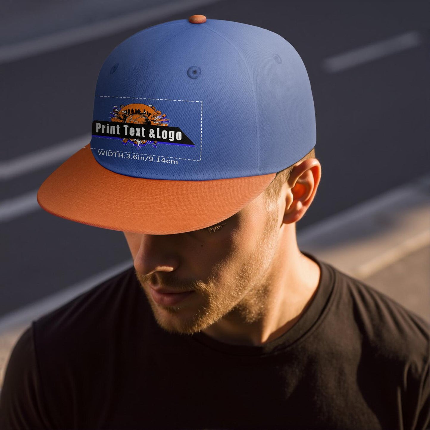 Custom Aquamarine Orange Sports Snapback Hats Performance Flat Brim Caps for Athletes Training