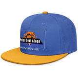 Custom Blue Yellow Sports Snapback Hats Performance Flat Brim Caps for Athletes Training