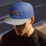 Custom Blue Grey Sports Snapback Hats Performance Flat Brim Caps for Athletes Training