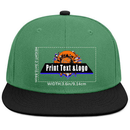Custom Green-Black Sports Snapback Hats Performance Flat Brim Caps for Athletes Training