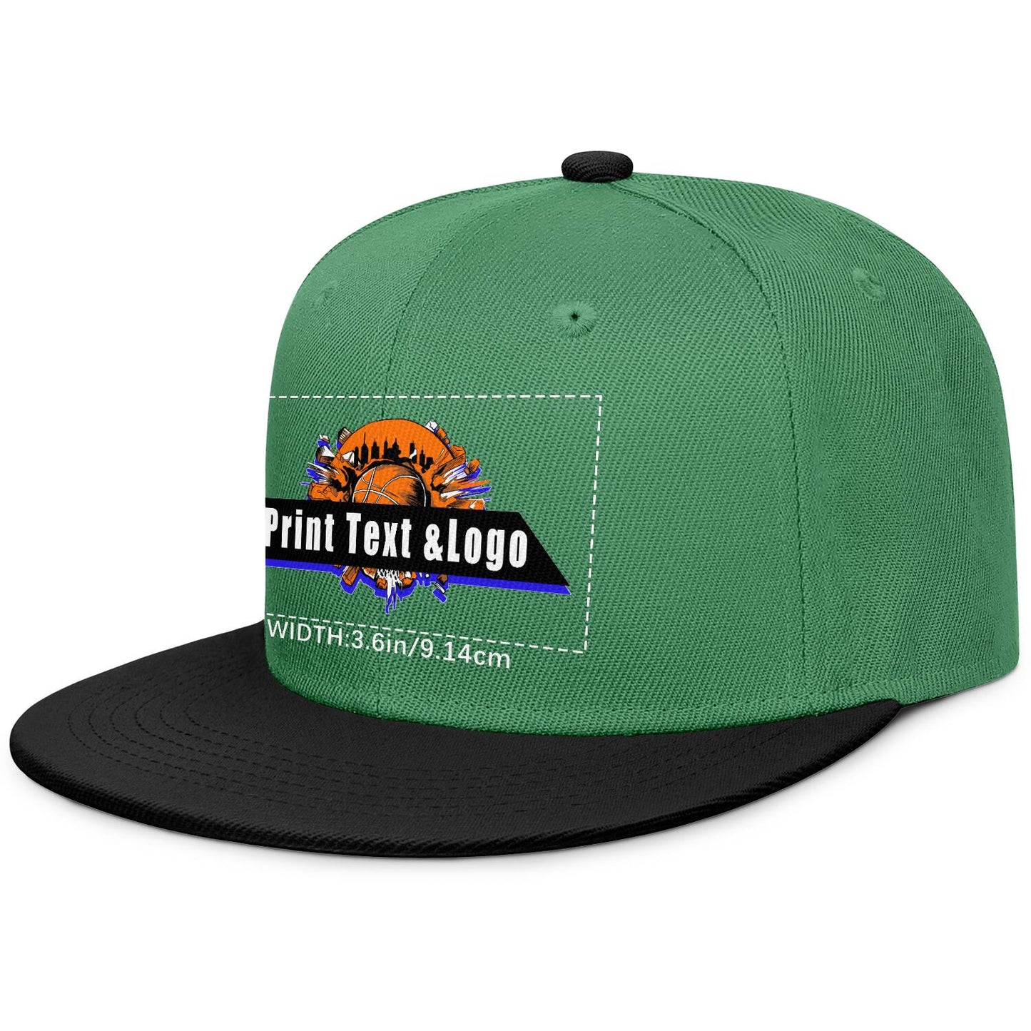 Custom Green-Black Sports Snapback Hats Performance Flat Brim Caps for Athletes Training