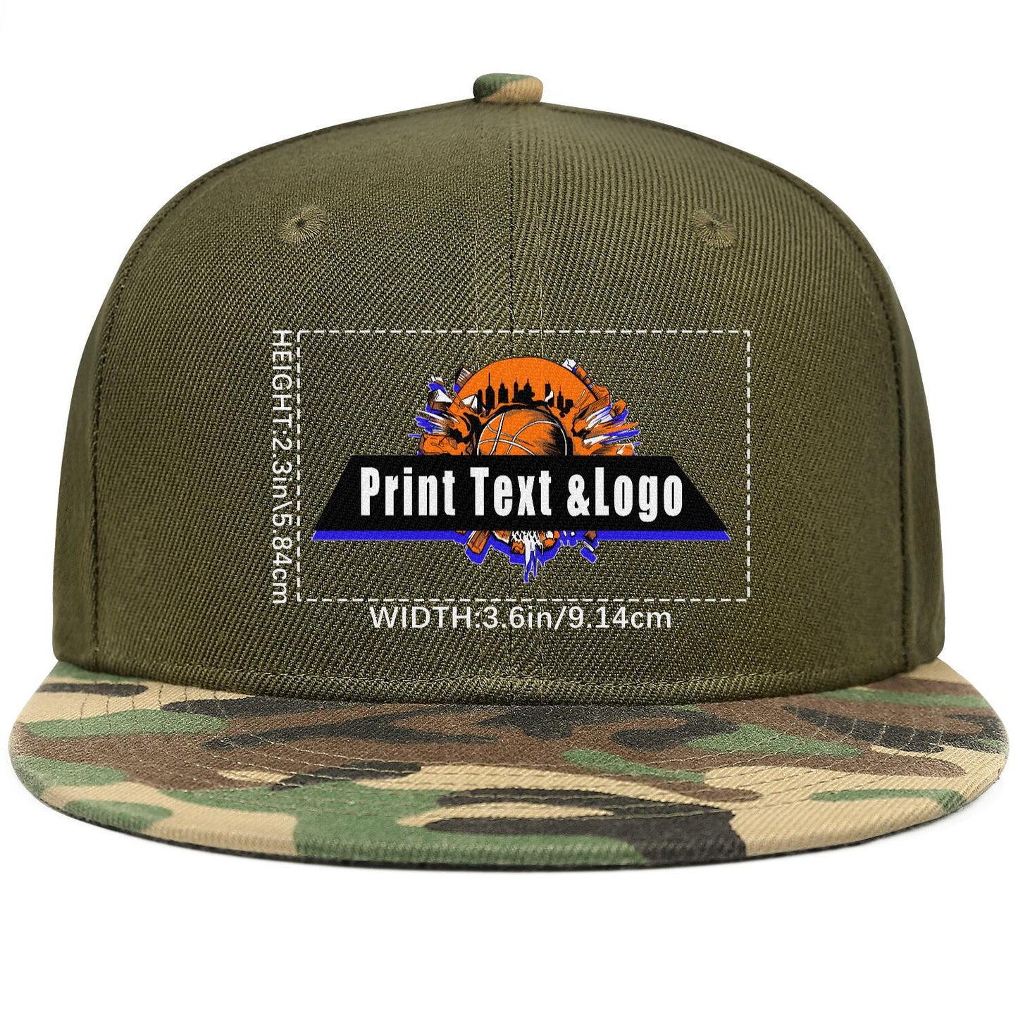 Custom Army Green Top Contrast Flat Brim Cap Personalize Your Style
