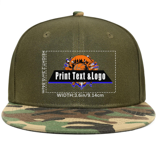 Custom Army Green Top Contrast Flat Brim Cap Personalize Your Style