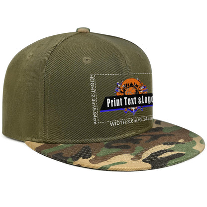 Custom Army Green Top Contrast Flat Brim Cap Personalize Your Style
