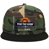 Custom Green Camouflage Top Contrast Flat Brim Cap Personalize Your Style