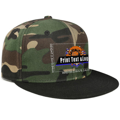 Custom Green Camouflage Top Contrast Flat Brim Cap Personalize Your Style