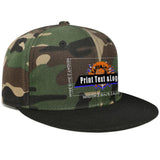 Custom Green Camouflage Top Contrast Flat Brim Cap Personalize Your Style
