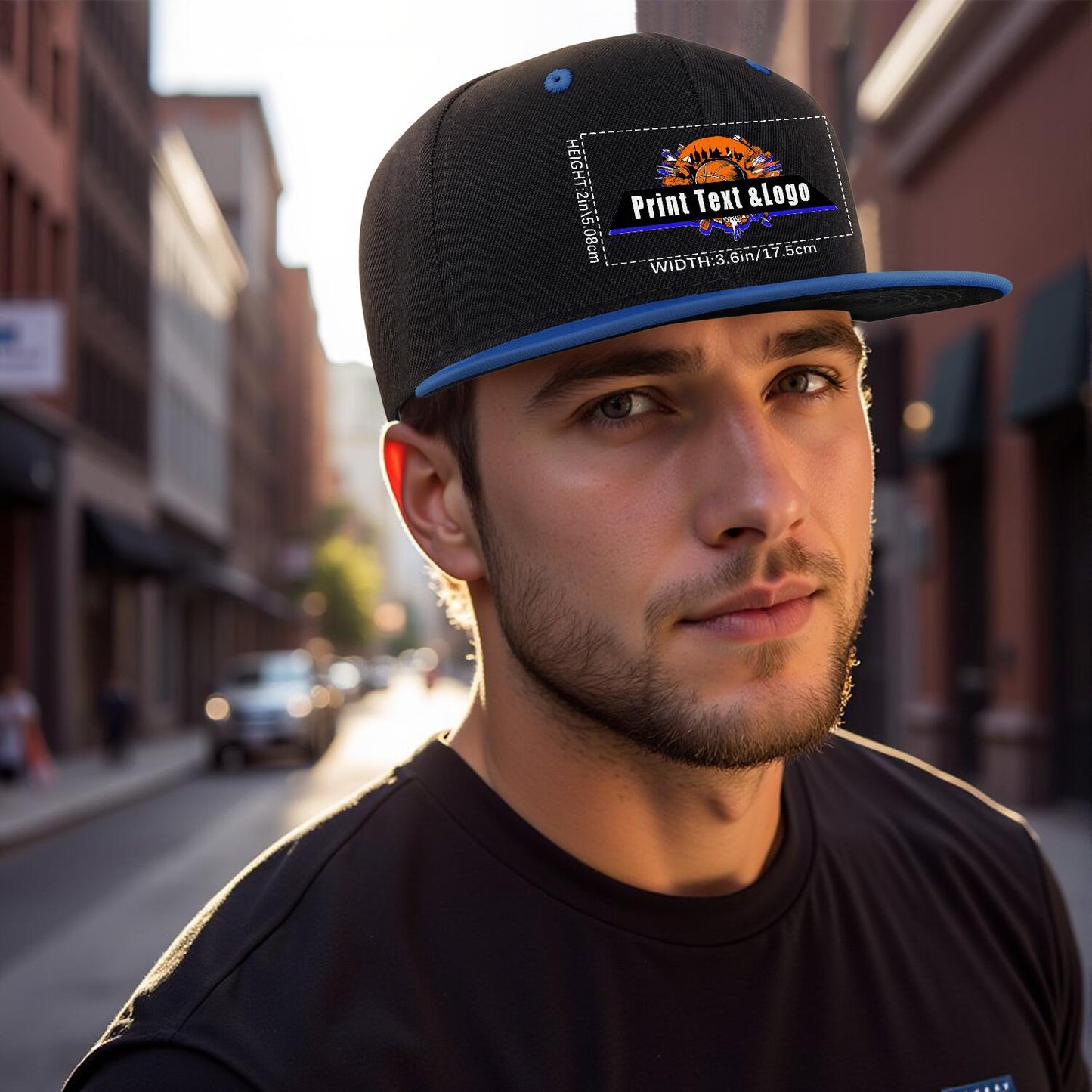 Custom Blue Top Contrast Flat Brim Cap Personalize Your Style