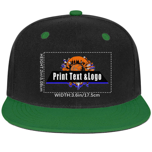 Custom Green Top Contrast Flat Brim Cap Personalize Your Style