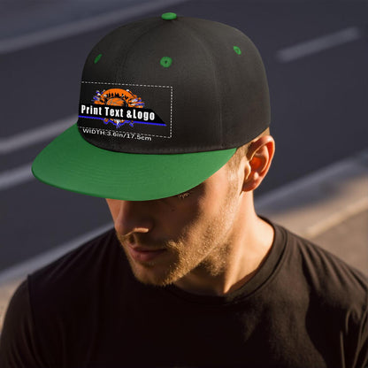 Custom Green Top Contrast Flat Brim Cap Personalize Your Style
