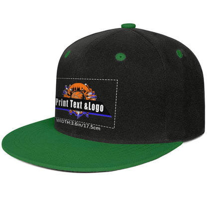 Custom Green Top Contrast Flat Brim Cap Personalize Your Style