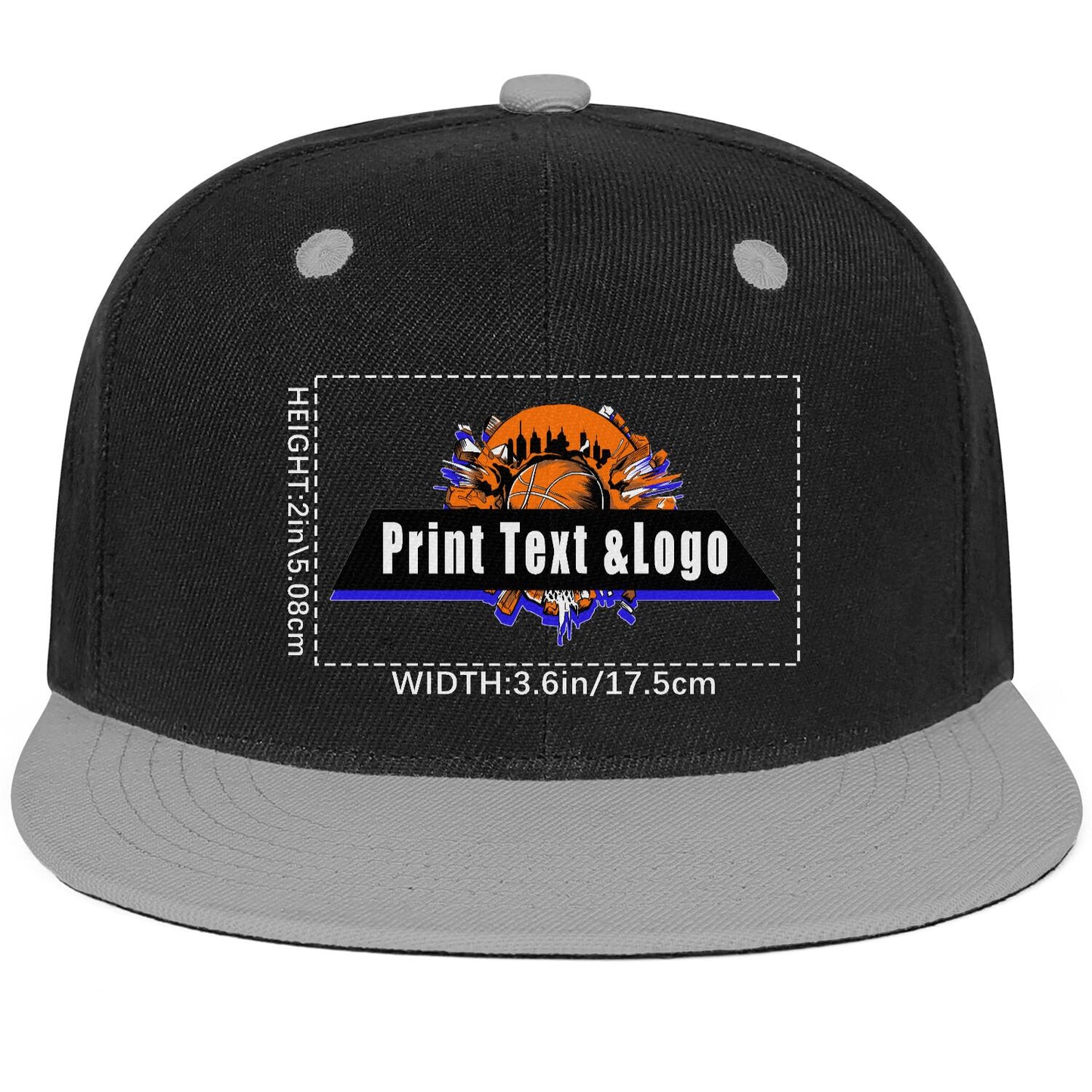 Custom Grey Top Contrast Flat Brim Cap Personalize Your Style