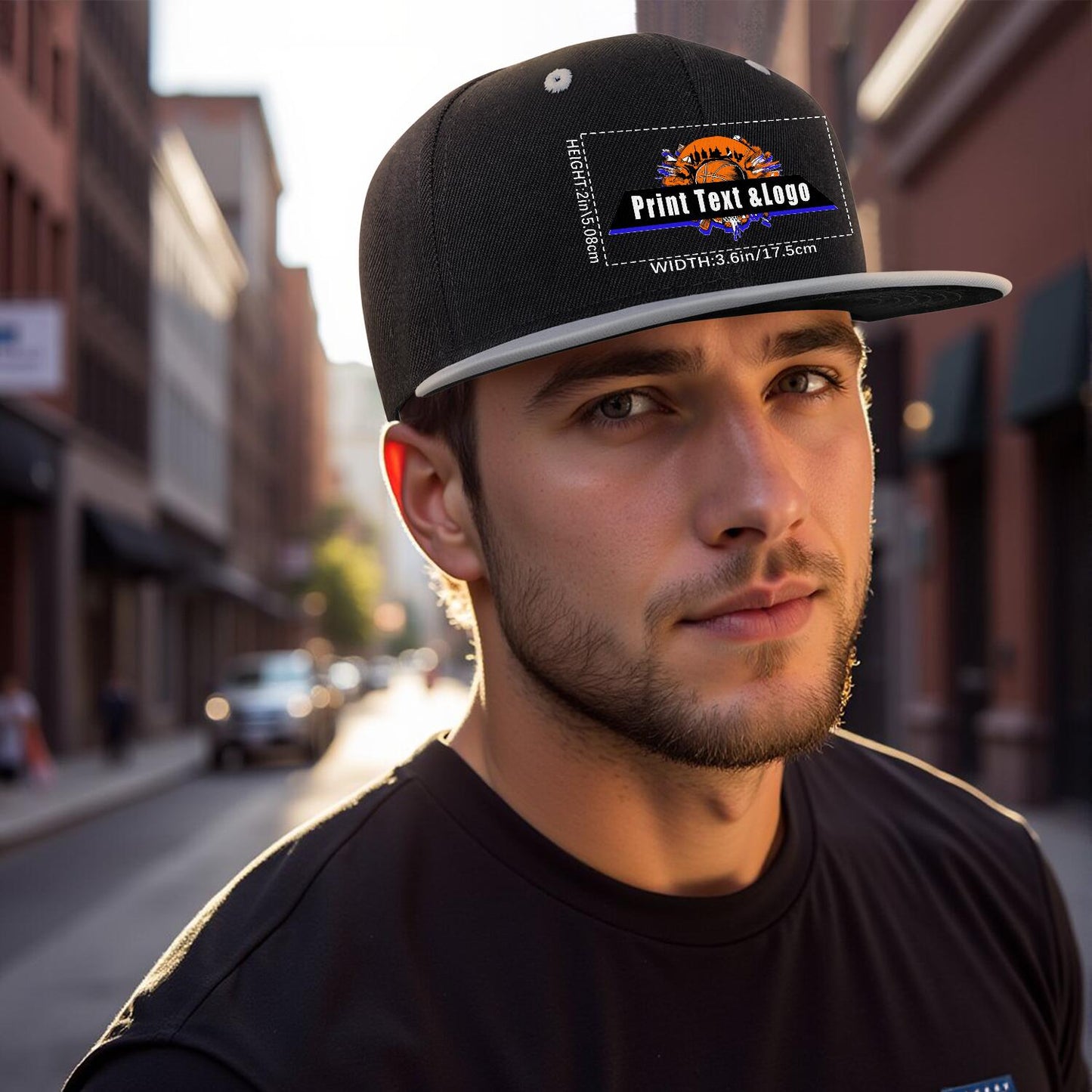 Custom Grey Top Contrast Flat Brim Cap Personalize Your Style