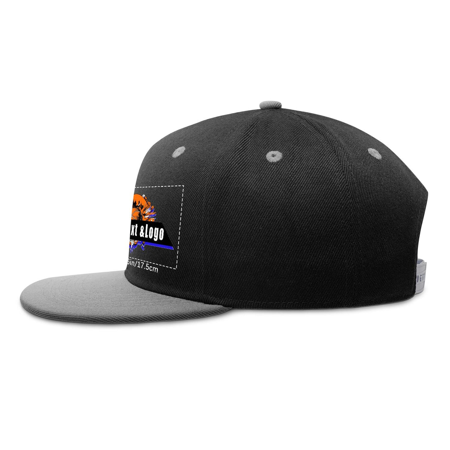 Custom Grey Top Contrast Flat Brim Cap Personalize Your Style