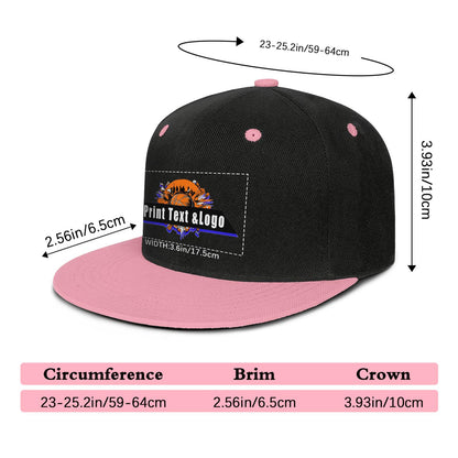 Custom Pink Top Contrast Flat Brim Cap Personalize Your Style