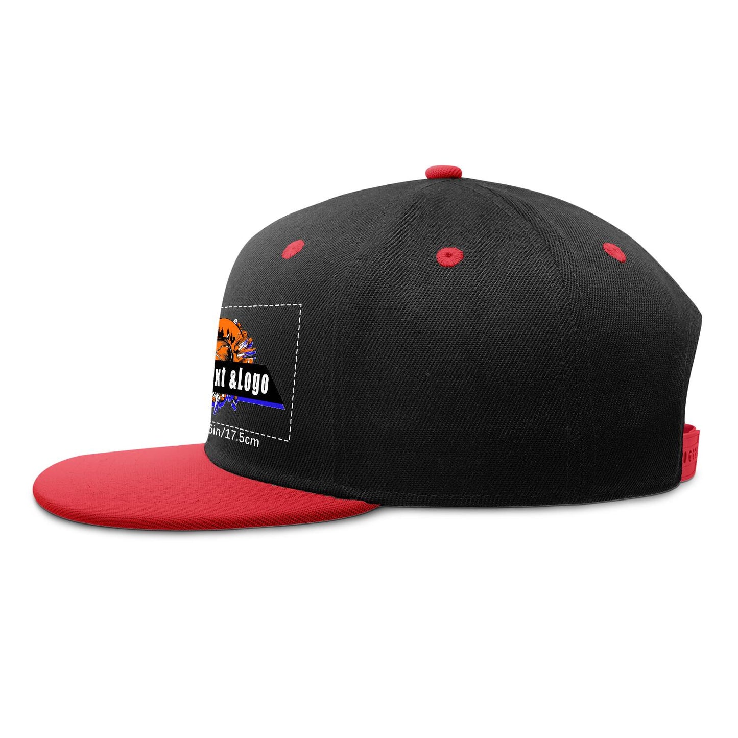 Custom Red Top Contrast Flat Brim Cap Personalize Your Style