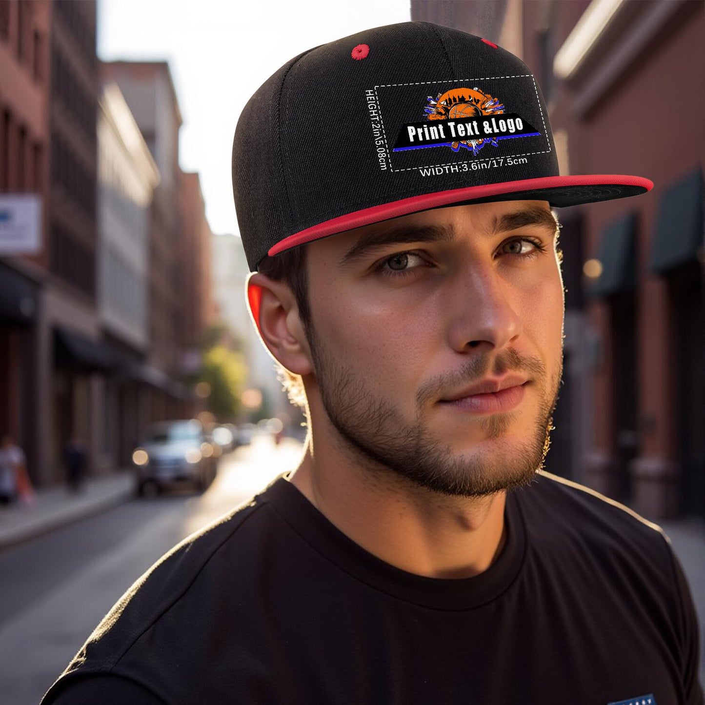 Custom Red Top Contrast Flat Brim Cap Personalize Your Style