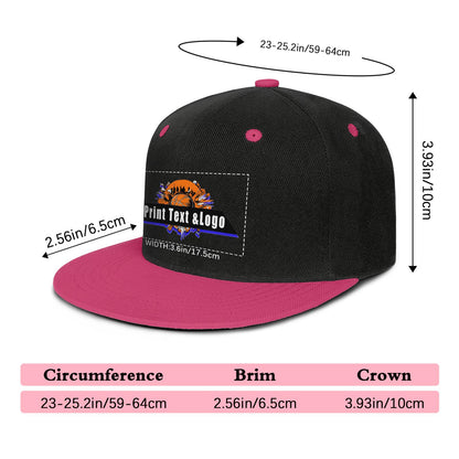 Custom Rose Red Top Contrast Flat Brim Cap Personalize Your Style
