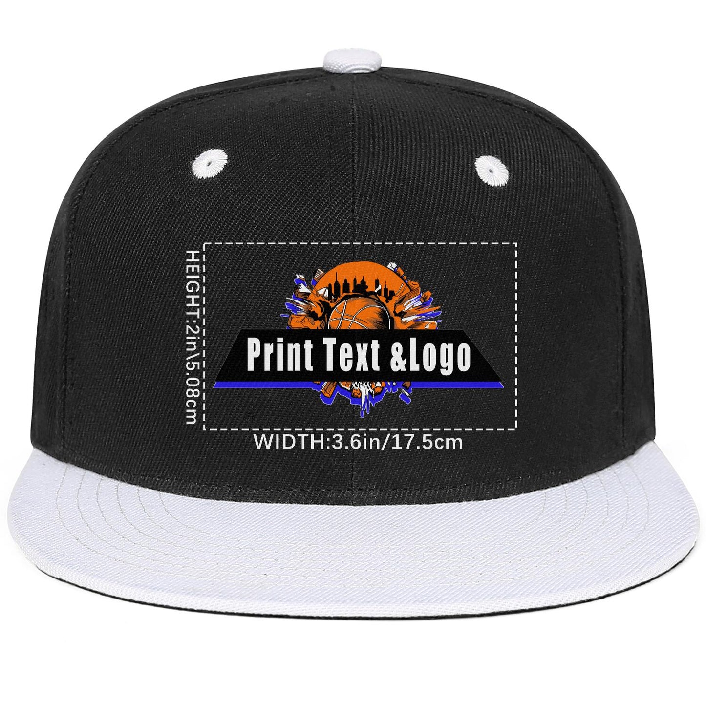 Custom White Top Contrast Flat Brim Cap Personalize Your Style