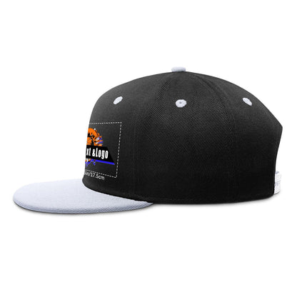 Custom White Top Contrast Flat Brim Cap Personalize Your Style