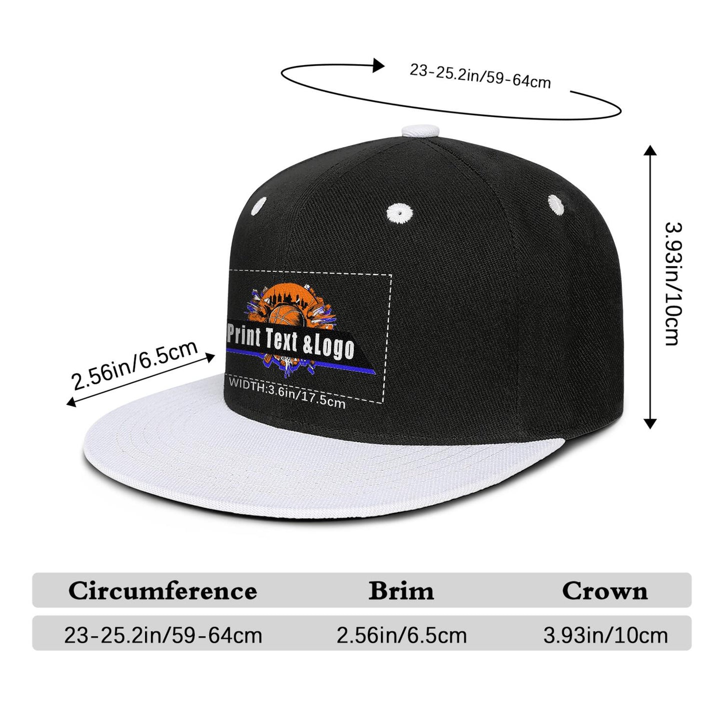 Custom White Top Contrast Flat Brim Cap Personalize Your Style