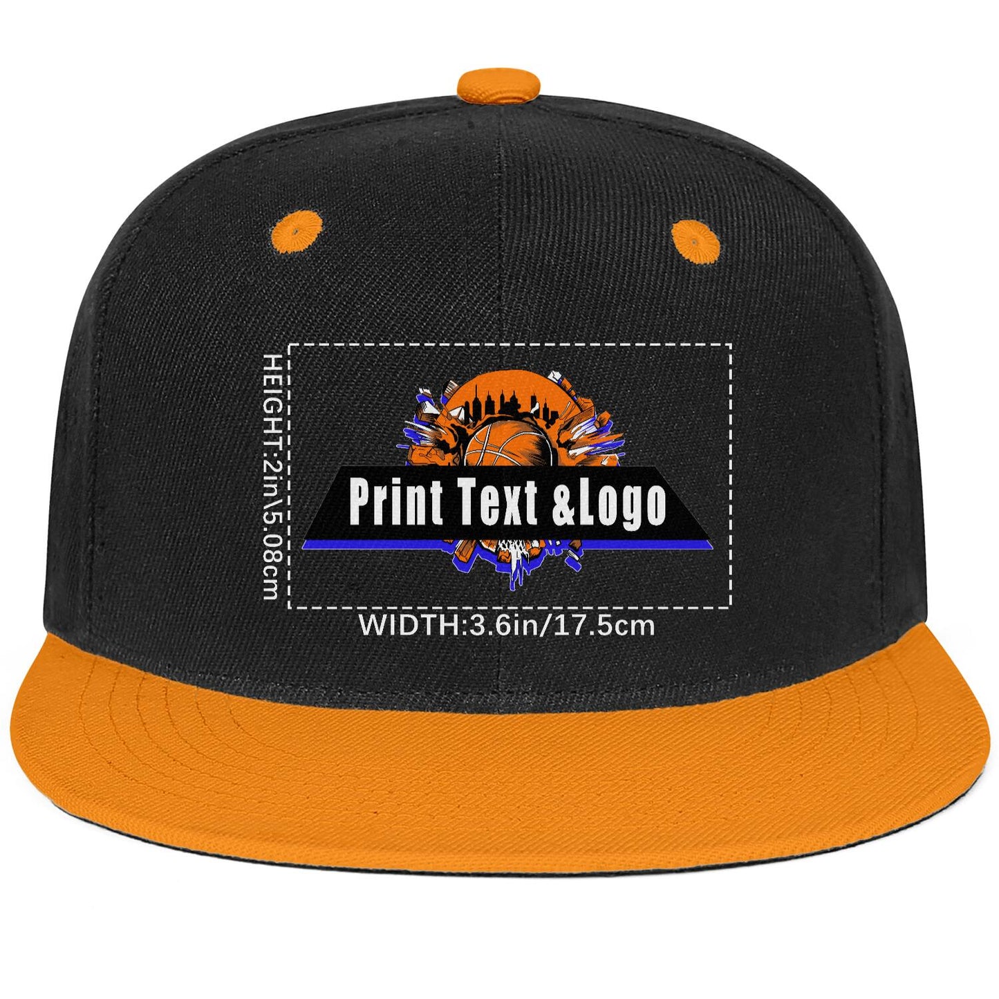 Custom Orange Top Contrast Flat Brim Cap Personalize Your Style