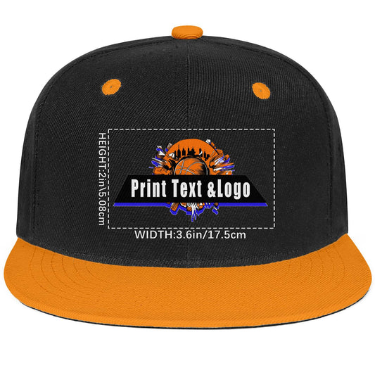 Custom Orange Top Contrast Flat Brim Cap Personalize Your Style