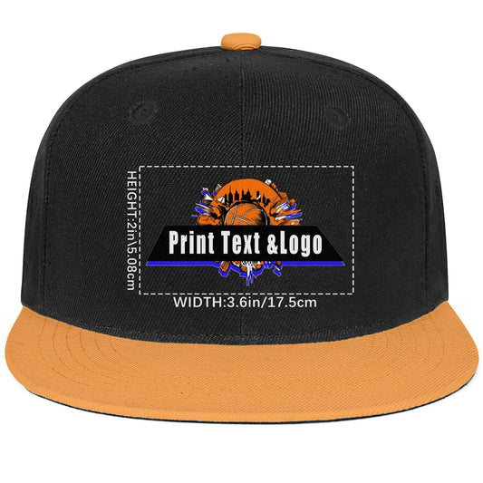 Custom Orange Top Contrast Flat Brim Cap Personalize Your Style
