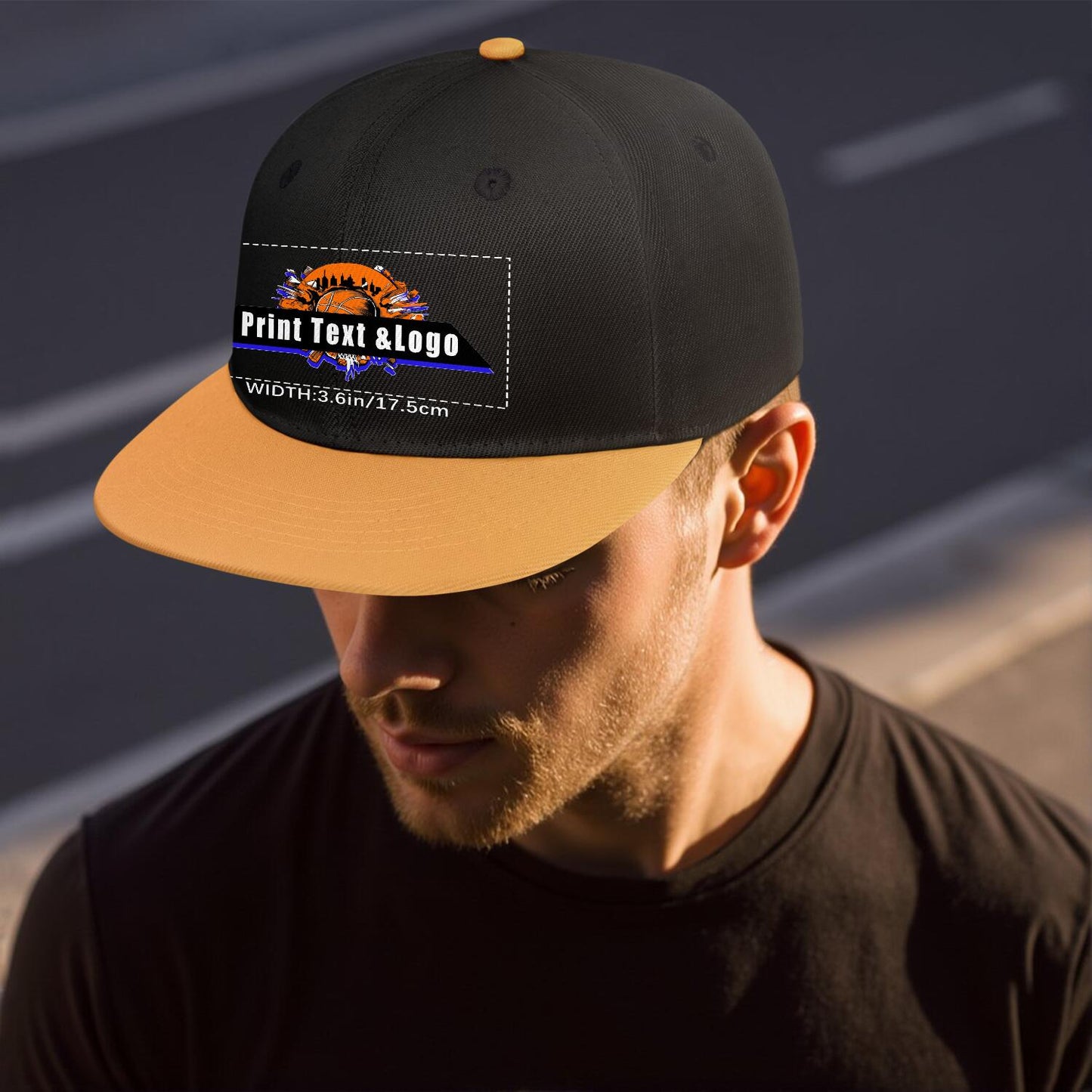 Custom Orange Top Contrast Flat Brim Cap Personalize Your Style