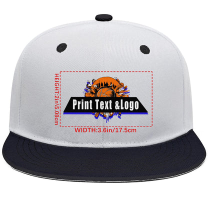Custom Black Top Contrast Flat Brim Cap Personalize Your Style