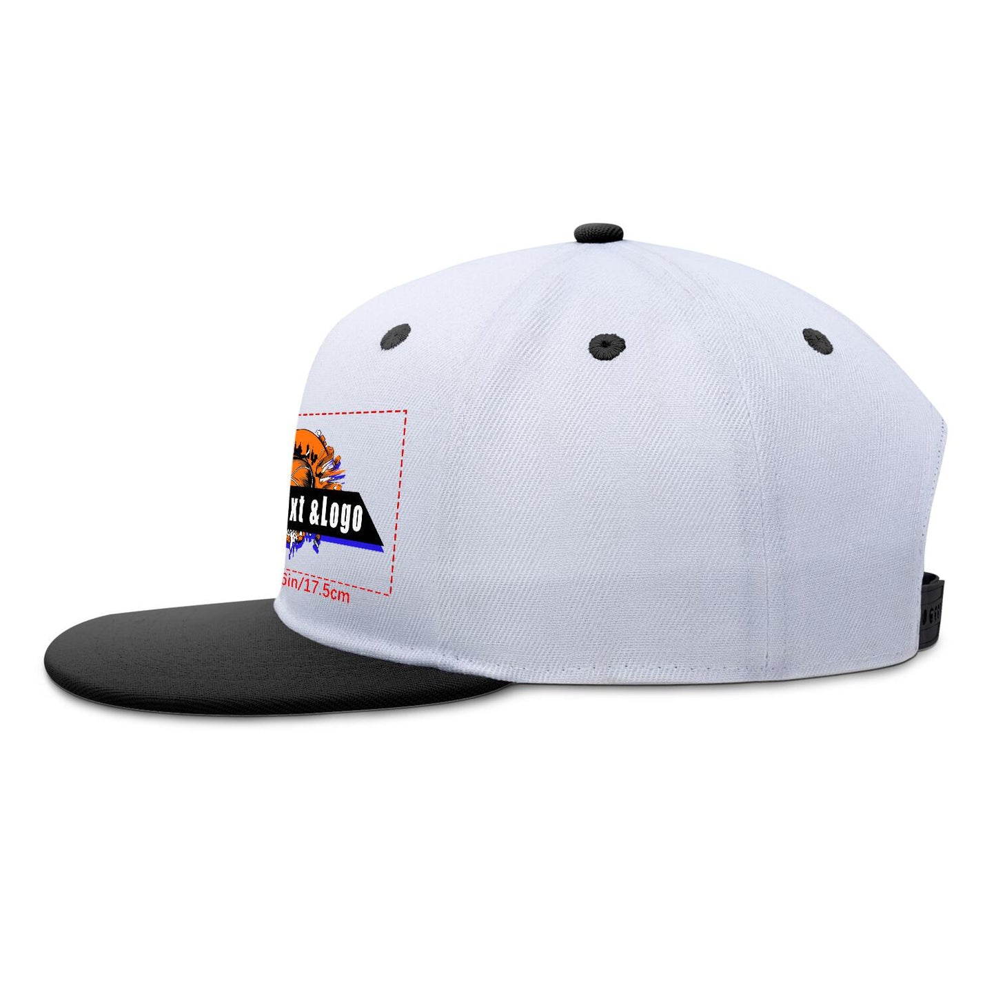 Custom Black Top Contrast Flat Brim Cap Personalize Your Style