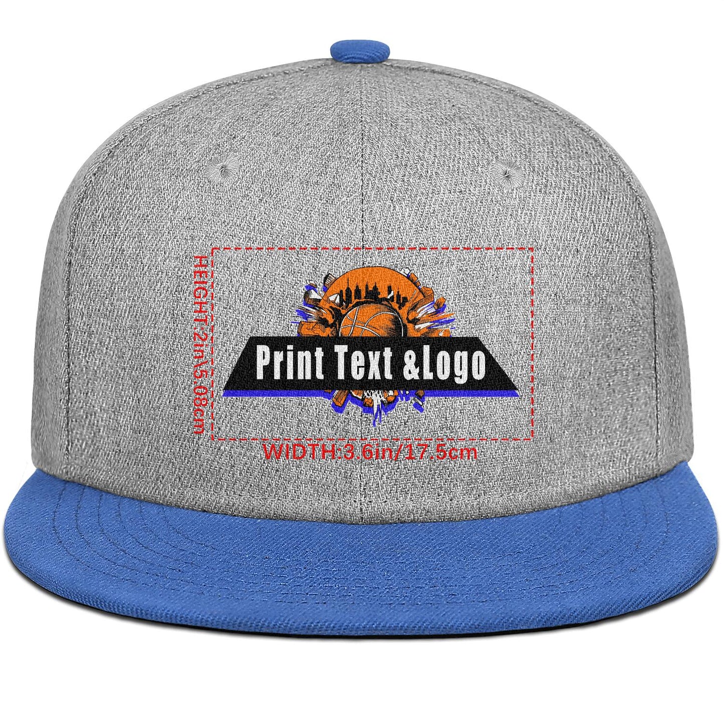 Custom Blue Top Contrast Flat Brim Cap Personalize Your Style