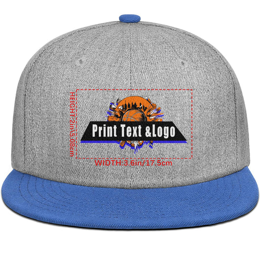 Custom Blue Top Contrast Flat Brim Cap Personalize Your Style