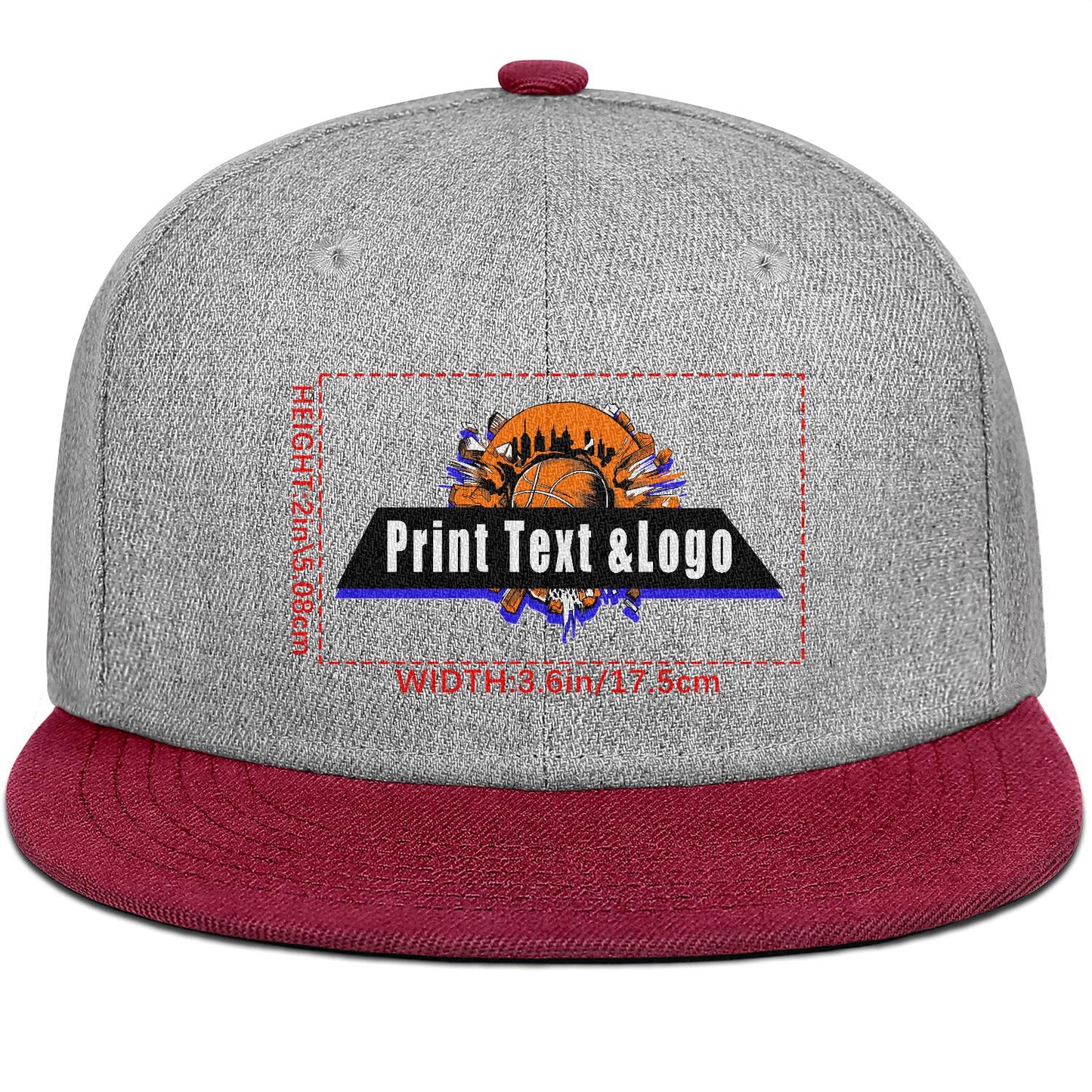 Custom Burgundy Top Contrast Flat Brim Cap Personalize Your Style