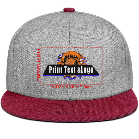 Custom Burgundy Top Contrast Flat Brim Cap Personalize Your Style