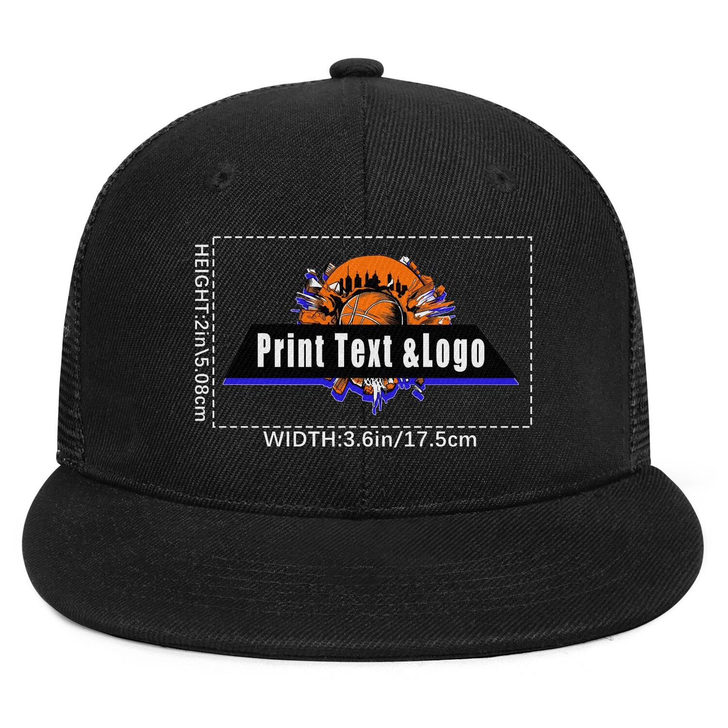 Custom Black Top Contrast Flat Brim Cap Personalize Your Style
