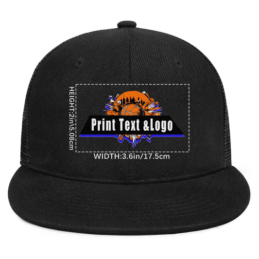 Custom Black Top Contrast Flat Brim Cap Personalize Your Style