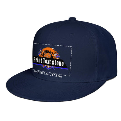 Custom Navy Blue Sports Snapback Hats Performance Flat Brim Caps for Athletes Training