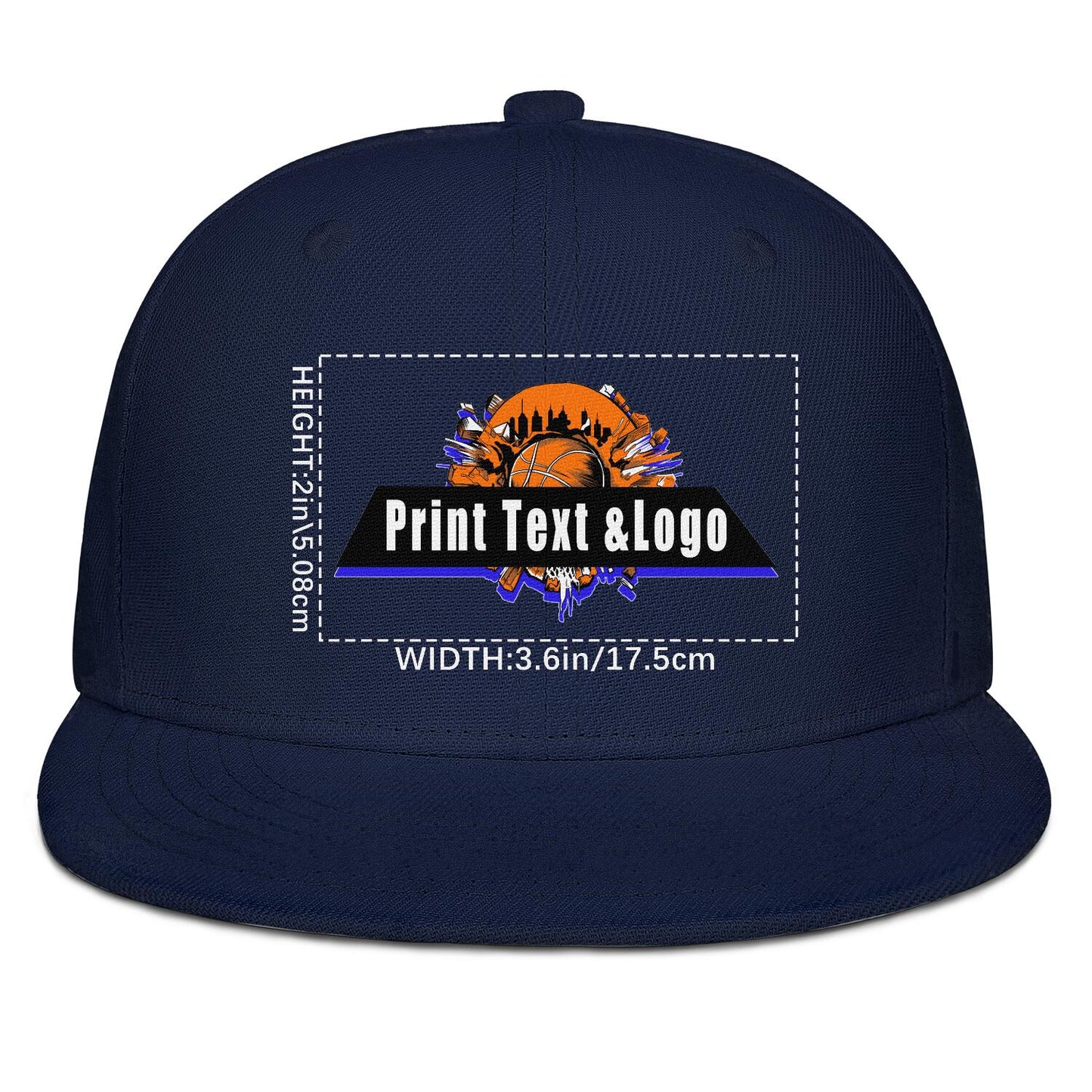 Custom Navy Blue Sports Snapback Hats Performance Flat Brim Caps for Athletes Training