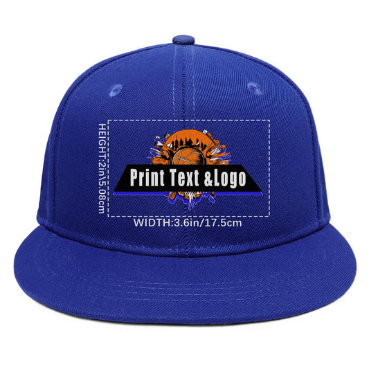 Custom Blue Sports Snapback Hats Performance Flat Brim Caps for Athletes Training