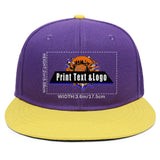 Custom Purple Yellow Sports Snapback Hats Performance Flat Brim Caps for Athletes Training