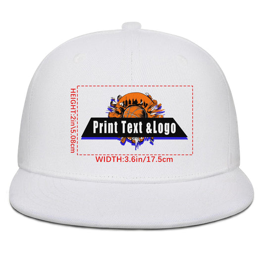 Custom White Sports Snapback Hats Performance Flat Brim Caps for Athletes Training