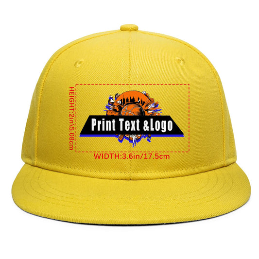 Custom Yellow Sports Snapback Hats Performance Flat Brim Caps for Athletes Training