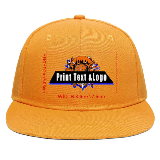 Custom Orange Sports Snapback Hats Performance Flat Brim Caps for Athletes Training