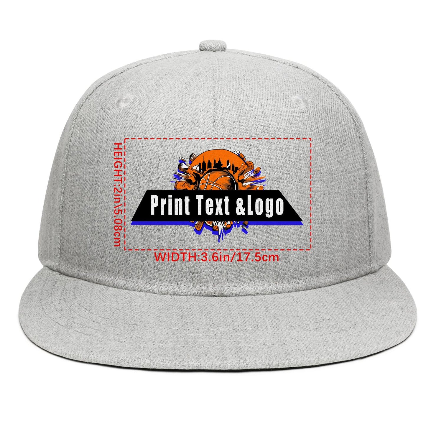 Custom Grey Sports Snapback Hats Performance Flat Brim Caps for Athletes Training